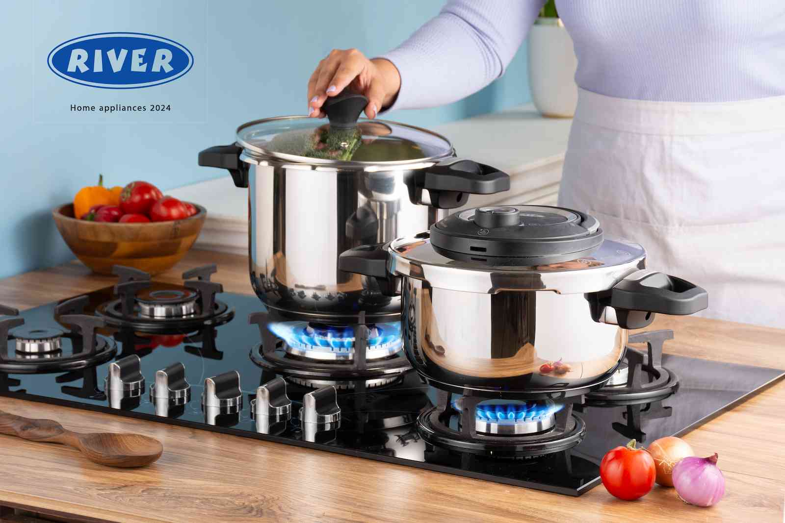 rivercookp زودپز ۲قلو طوسی/مشکی ریور کد3844