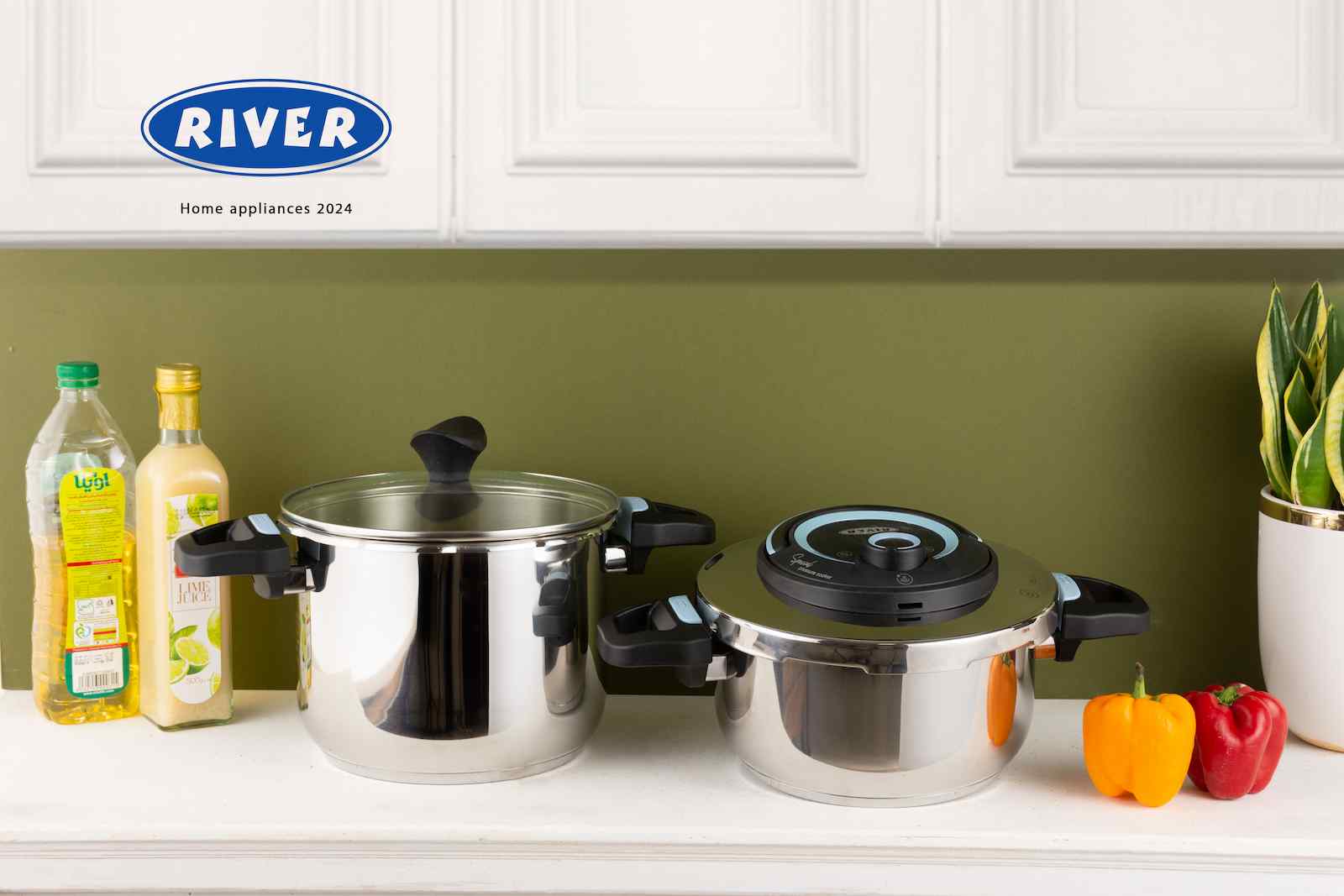 rivercookpp زودپز ۲قلو آبی/مشکی ریور 3845