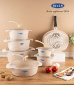 قابلمه های ۱۴پارچه دورو تفلون گرانیت کرم برند ریور کد3802