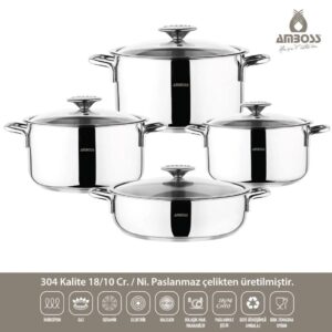 سرویس قابلمه استیل 8پارچه آمبوس ترکیه کد0700