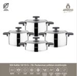 سرویس قابلمه استیل 8 پارچه برند آمبوس ترکیه کد 8613