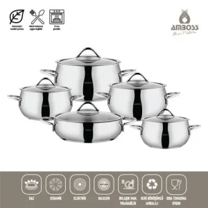 سرویس قابلمه ۱۰ پارچه استیل آمبوس کد ۰۷۴۸