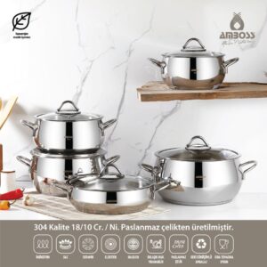 سرویس قابلمه ۱۰ پارچه استیل آمبوس کد ۰۷۴۸